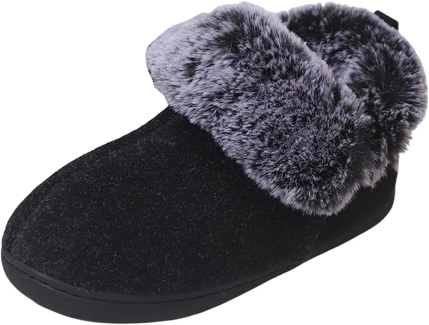 Warm Shoes Ankle Boots for Women Neutral Felt Fur Collar Wrap Heel Cotton Shoes Winter Indoor Shoes Memory Cotton