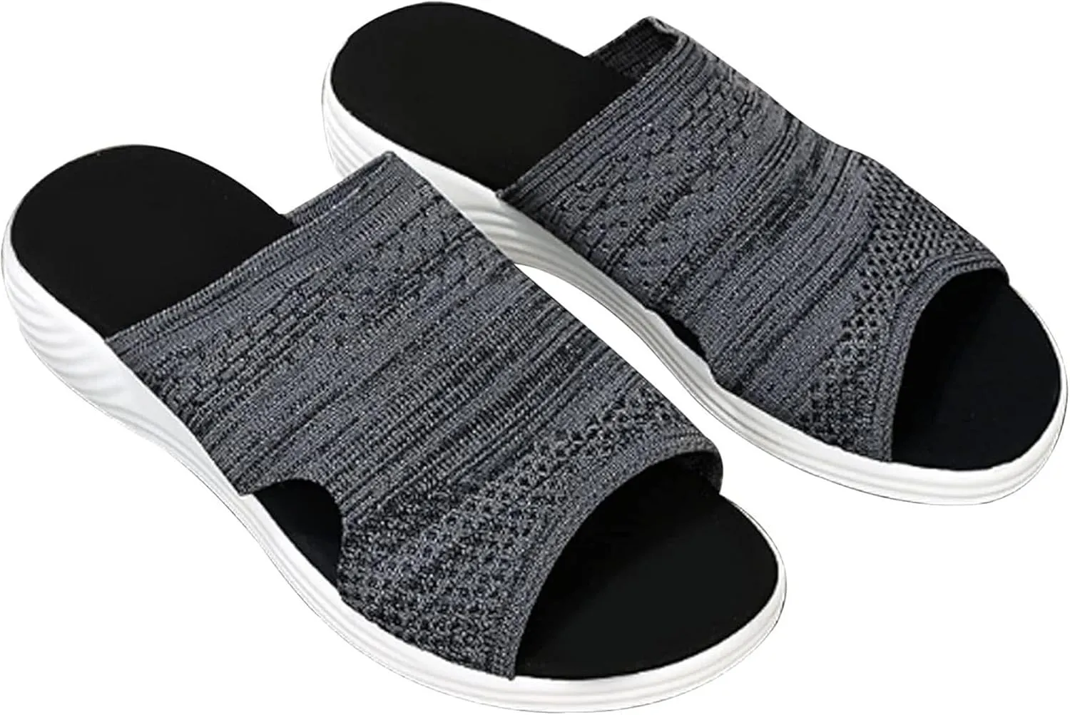 Washable Slingback Orthopedic Sandals Slide Sports Sandals Women's Orthotic Sandals Summer Comfy Thick Bottom Fish Mouth Mesh Platform Soft Sole Casual Beach Shoes,Black,US11/EU43