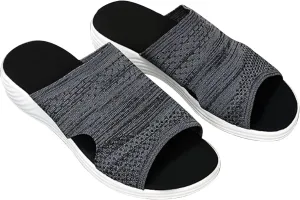 Washable Slingback Orthopedic Sandals Slide Sports Sandals Women's Orthotic Sandals Summer Comfy Thick Bottom Fish Mouth Mesh Platform Soft Sole Casual Beach Shoes,Black,US11/EU43