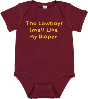 Washington Fan The Cowboys Smell Like My Diaper Funny Baby Bodysuit Gift Outfit