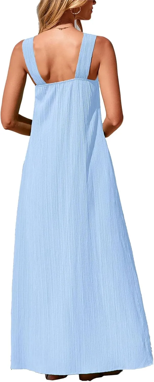 Wedding Guest Dress for Women Strappy Sleeveless Maxi Long Dress Casual Summer Beach Vaaction Loose Flowy 2025