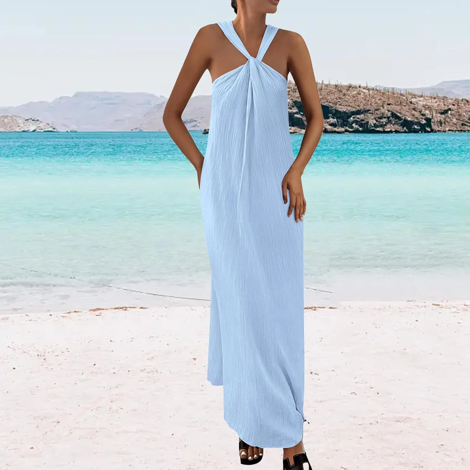 Wedding Guest Dress for Women Strappy Sleeveless Maxi Long Dress Casual Summer Beach Vaaction Loose Flowy 2025