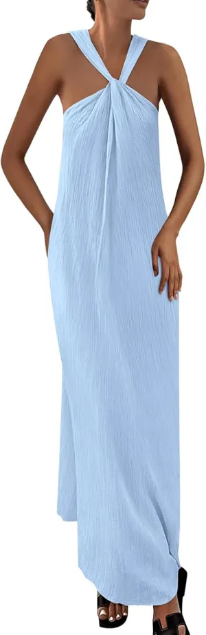 Wedding Guest Dress for Women Strappy Sleeveless Maxi Long Dress Casual Summer Beach Vaaction Loose Flowy 2025