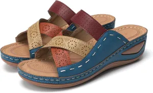 Wedge Heel Shoes for Women Dressy Sandals Low Heel Wide Width Summer Slip On Comfortable Platforms Slippers Supportive Walking Beach Travel Flip Flops