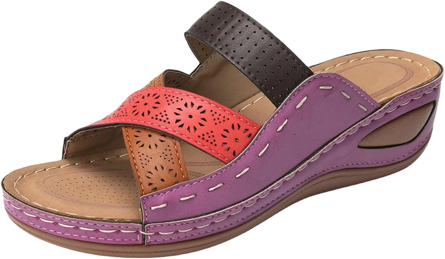 Wedge Heel Shoes for Women Dressy Sandals Low Heel Wide Width Summer Slip On Comfortable Platforms Slippers Supportive Walking Beach Travel Flip Flops