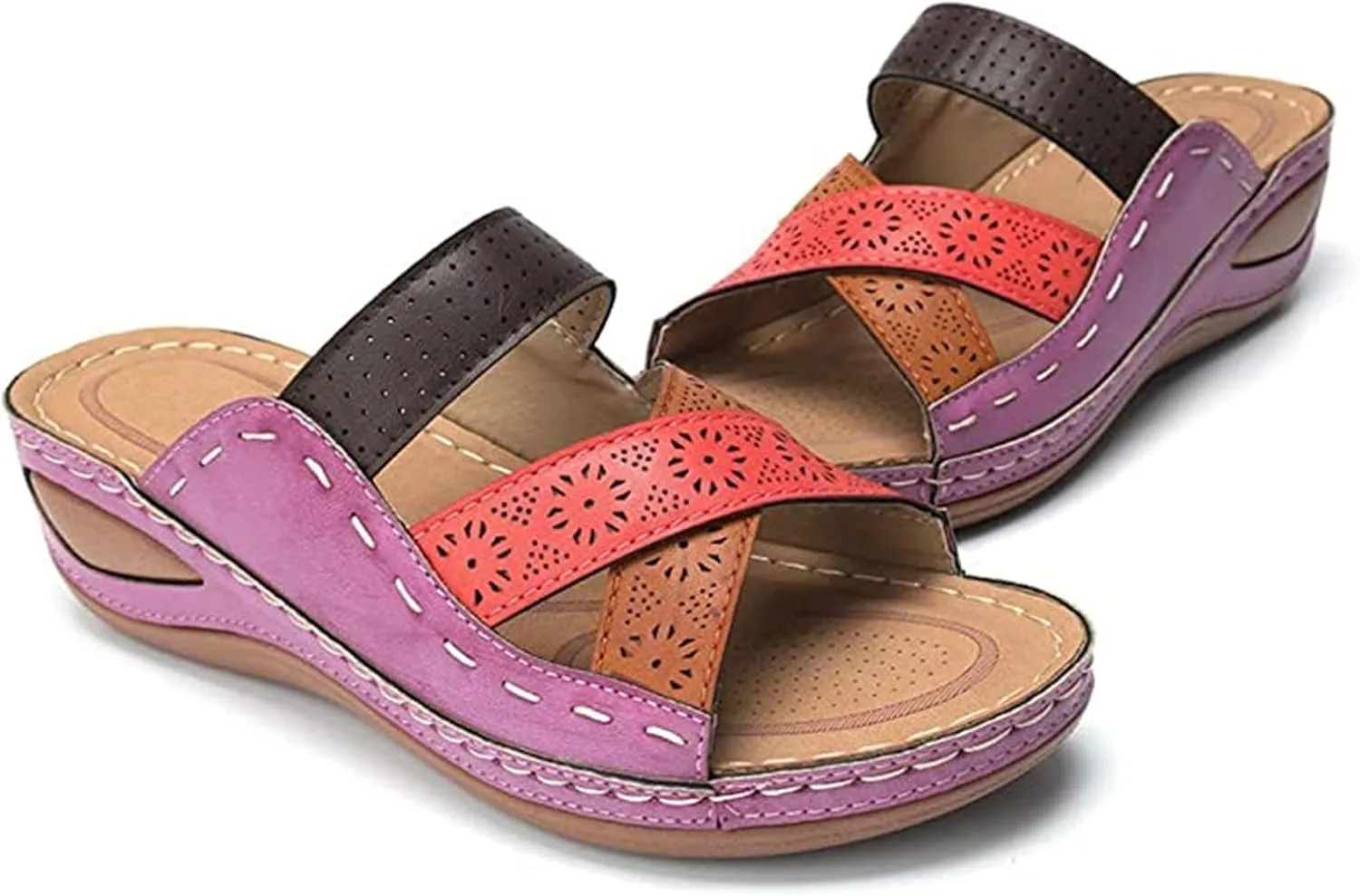Wedge Heel Shoes for Women Dressy Sandals Low Heel Wide Width Summer Slip On Comfortable Platforms Slippers Supportive Walking Beach Travel Flip Flops