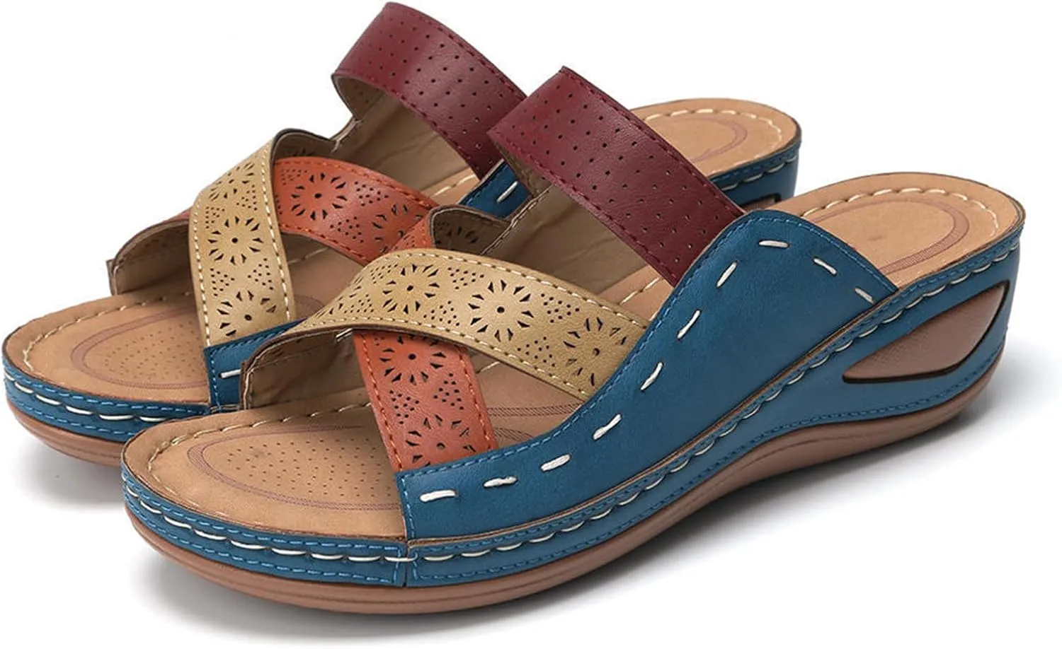 Wedge Heel Shoes for Women Dressy Sandals Low Heel Wide Width Summer Slip On Comfortable Platforms Slippers Supportive Walking Beach Travel Flip Flops