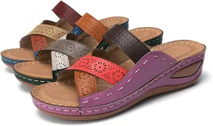 Wedge Heel Shoes for Women Dressy Sandals Low Heel Wide Width Summer Slip On Comfortable Platforms Slippers Supportive Walking Beach Travel Flip Flops