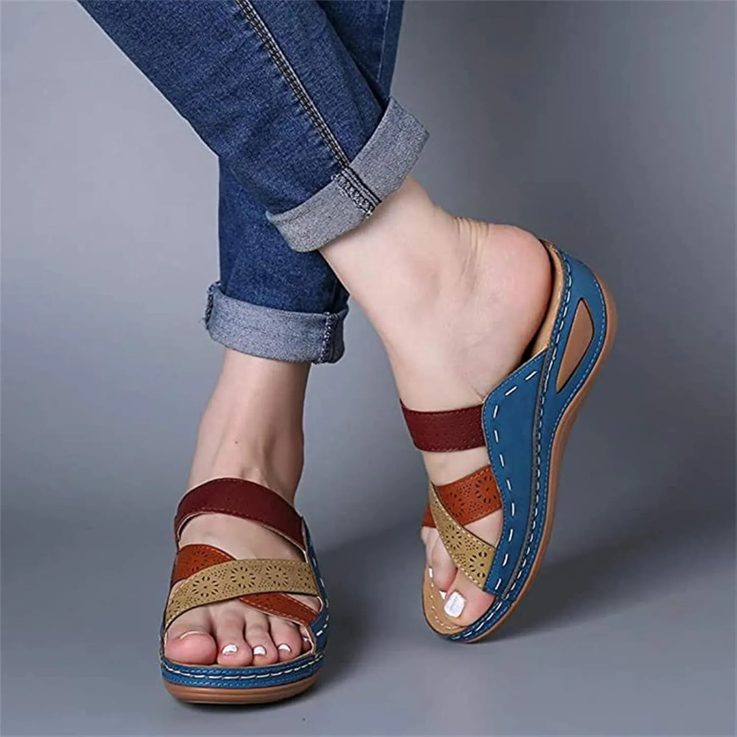 Wedge Heel Shoes for Women Dressy Sandals Low Heel Wide Width Summer Slip On Comfortable Platforms Slippers Supportive Walking Beach Travel Flip Flops