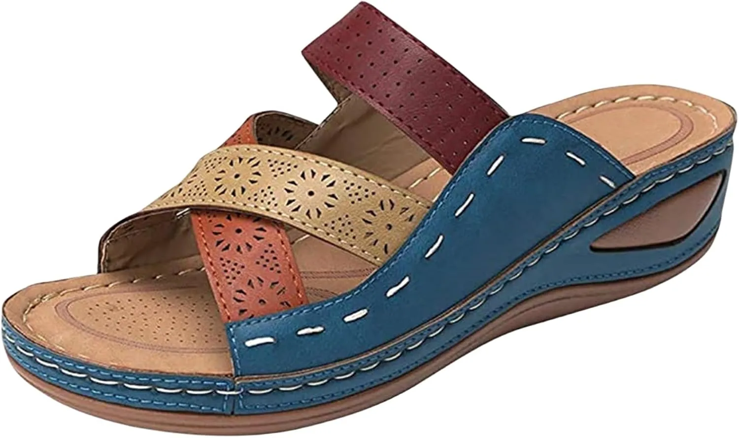 Wedge Heel Shoes for Women Dressy Sandals Low Heel Wide Width Summer Slip On Comfortable Platforms Slippers Supportive Walking Beach Travel Flip Flops