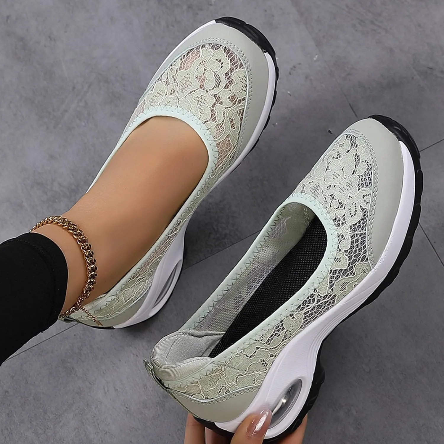 Wedge Sandals for Women Breathable Work Flats For Womens Close Toe Slip On Comfort Non-Slip Walking Sneakers