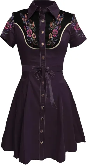 Western Cowgirl Button Down Shirt Dress 1950S Vintage Short Sleeve Slim Fit Sexy Mini Casual Retro Aline Dress