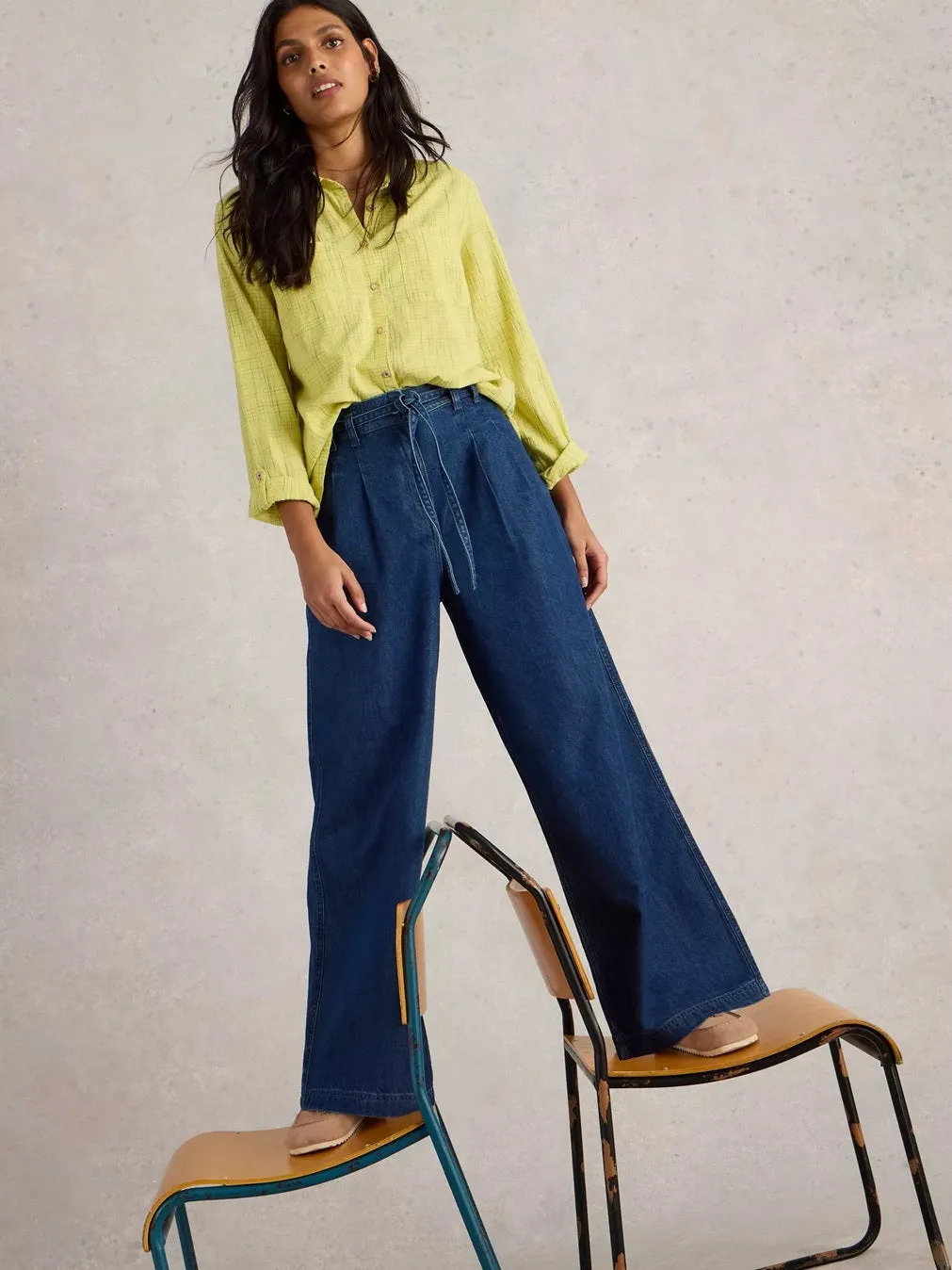 White Stuff Sasha Wide Leg Mid Denim Jean