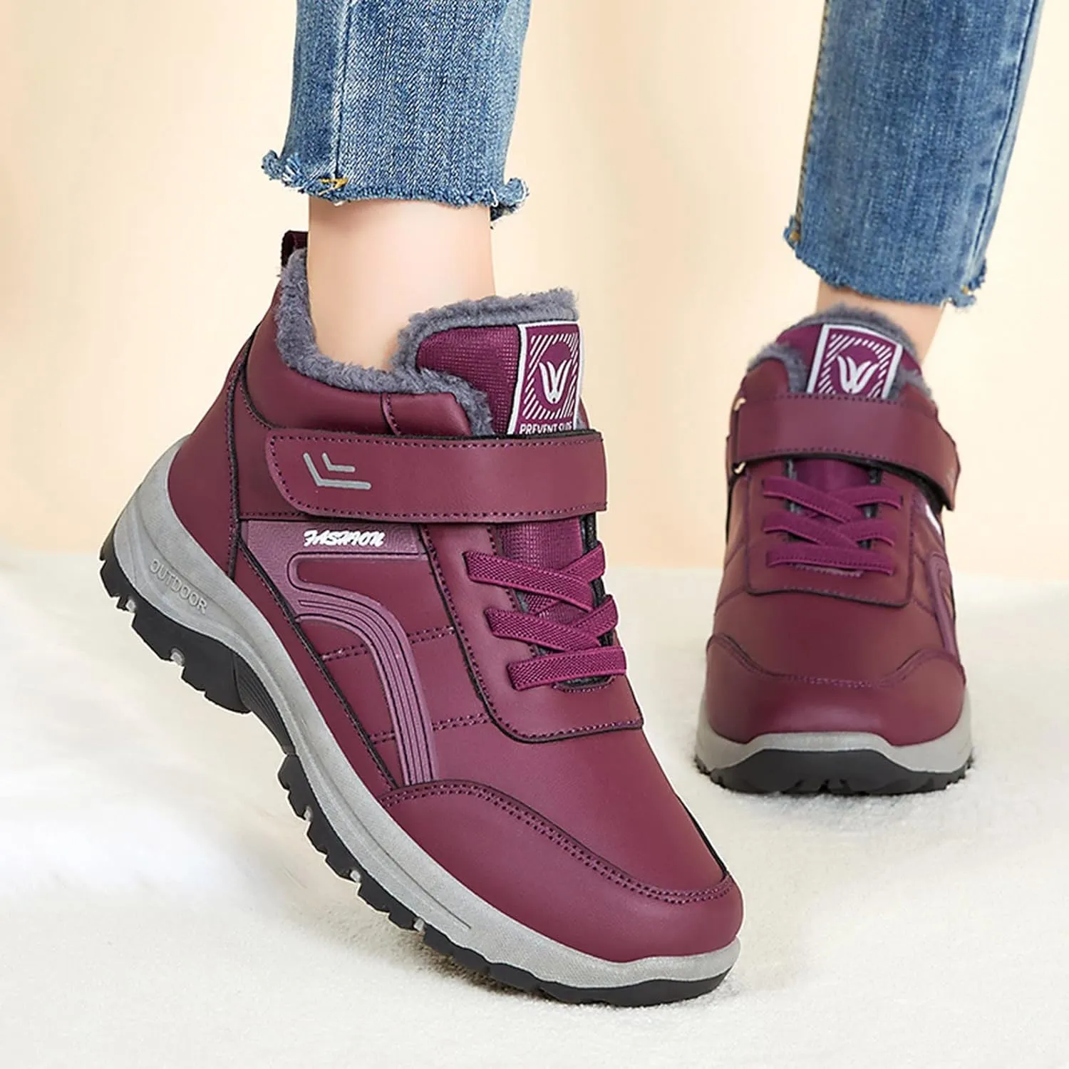 Winter Boots for Women Waterproof Wide Women Snow Boots Slip on Extra Wide Calf Winter Boots for Women Plus Size Womens Waterproof Snow Walking Boots Botas De Invierno Tacon Alto Para Mujer Elegantes