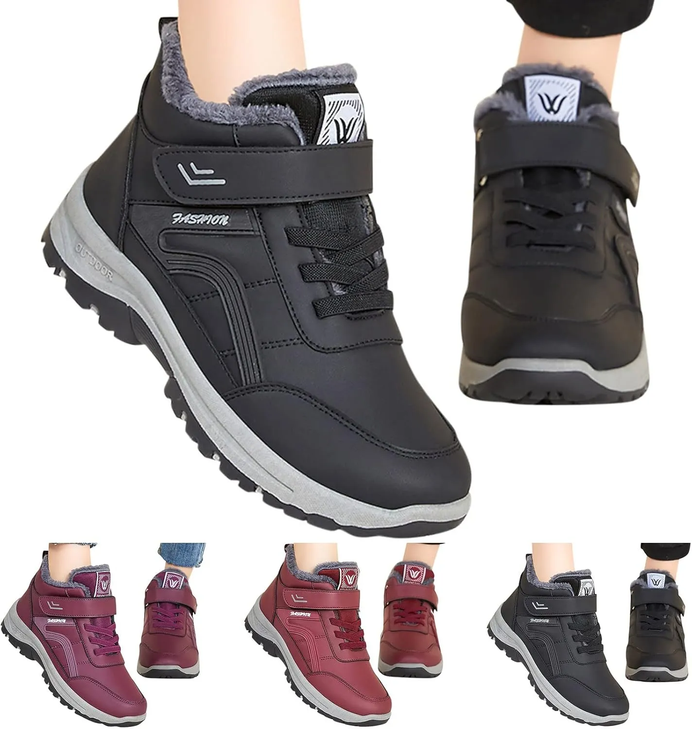 Winter Boots for Women Waterproof Wide Women Snow Boots Slip on Extra Wide Calf Winter Boots for Women Plus Size Womens Waterproof Snow Walking Boots Botas De Invierno Tacon Alto Para Mujer Elegantes