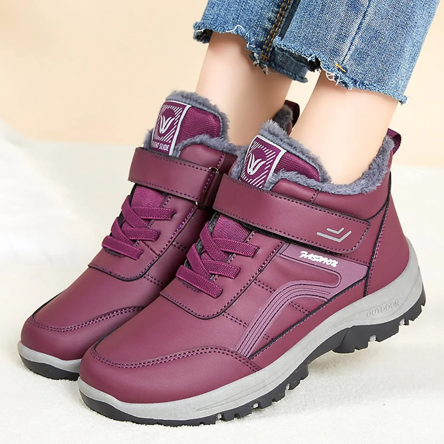 Winter Boots for Women Waterproof Wide Women Snow Boots Slip on Extra Wide Calf Winter Boots for Women Plus Size Womens Waterproof Snow Walking Boots Botas De Invierno Tacon Alto Para Mujer Elegantes
