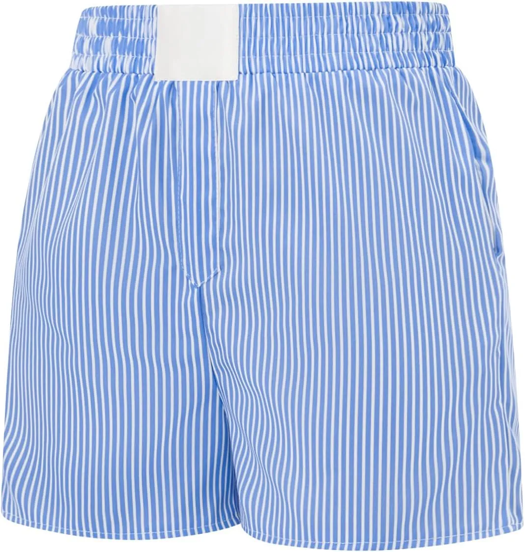 Women Boxer Shorts Stripe Plaid Print Elastic Mid Rise Lounge Shorts Comfy Pajama Shorts Y2K Gingham Shorts Streetwear