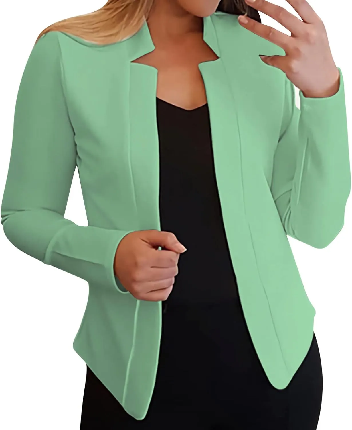 Women Bussiness Blazers Casual Open Front Long Sleeve Work Office Blazer Jacket Button Lapel Blazer 2024