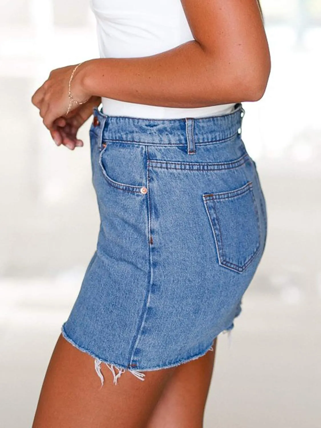 Women High Waisted Jean Mini Skirts