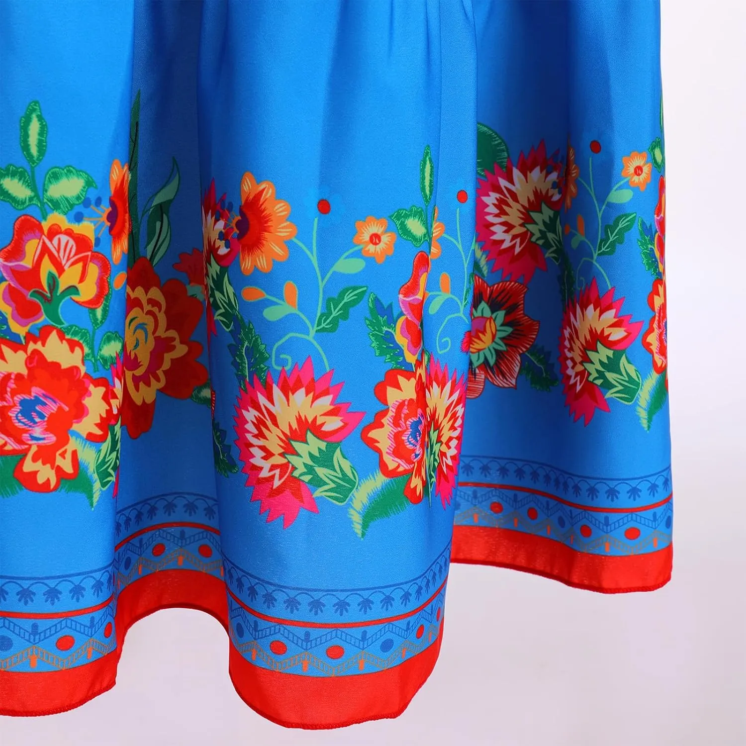 Women Mexican Dress Summer Floral Print Traditional Ethnic Wear Off Shoulder Beach Holiday Party Long Maxi Gowns