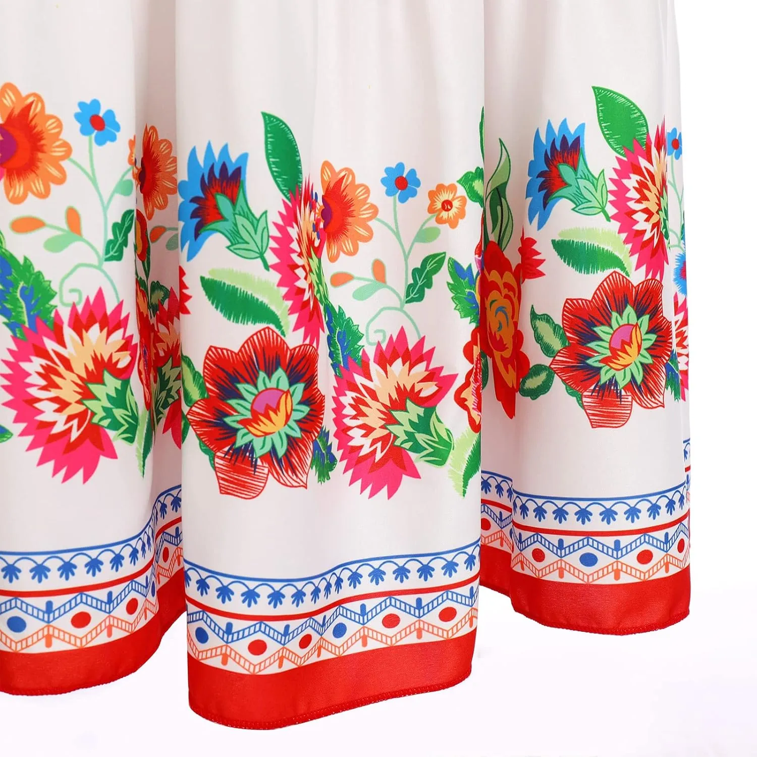 Women Mexican Dress Summer Floral Print Traditional Ethnic Wear Off Shoulder Beach Holiday Party Long Maxi Gowns