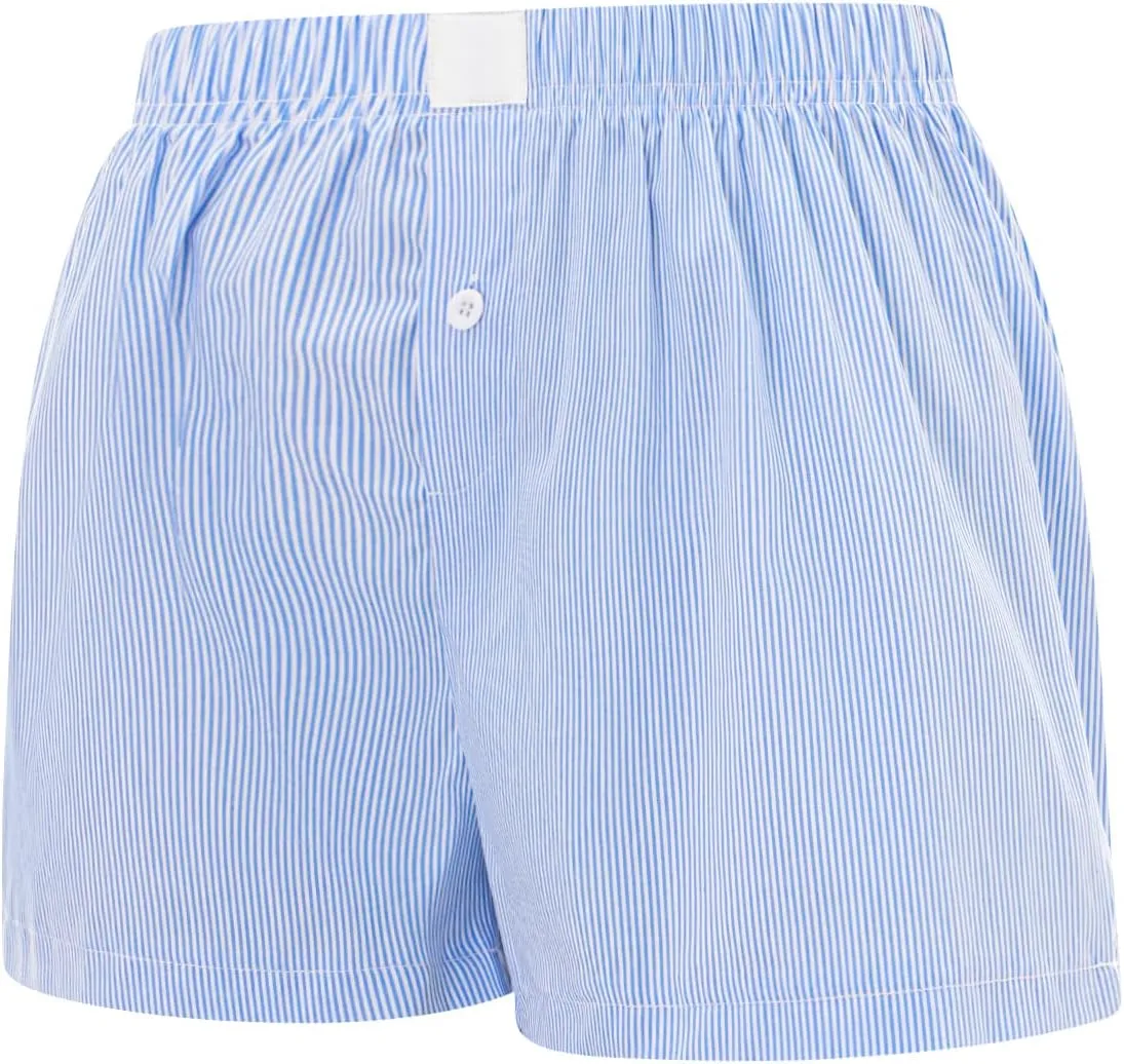 Women Pajamas Shorts Micro Boxer Shorts Y2K Cute Gingham Sleep Lounge Shorts Checkered Plaid Button Pj Mini Shorts