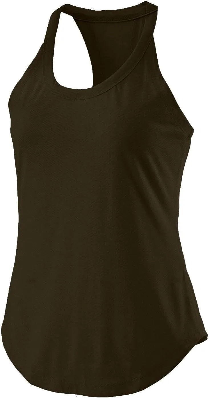 Women Workout Athletic Yoga Shirts Loose Fit Racerback Tank Tops Sleeveless Sports Tennis Shirt Round Neck Summer Top