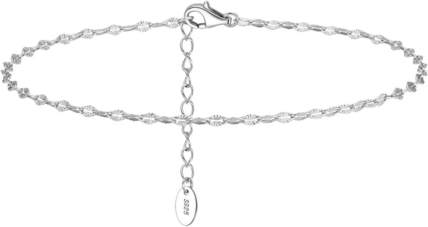 Womens Anklet, Boho Jewelry for Women Anklets Chain Link Anklet Sterling Silver Women Jewelry