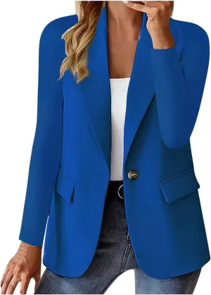 Women's Blazer Casual Business Blazers Long Sleeve Button Down Jacket Office Lapel Suit Coat with Pockets, Small