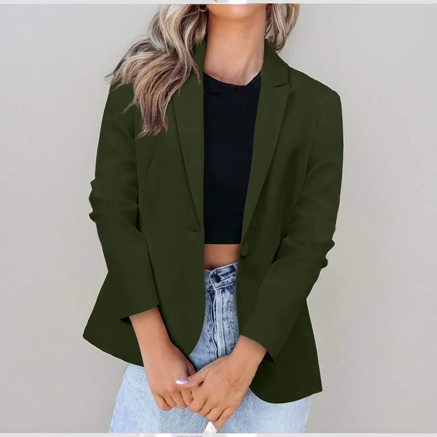Womens Blazer Long Sleeve Work Office Jacket Blazer Casual Loose Lightweigth Summer Open Front Suit Jackets Outfit