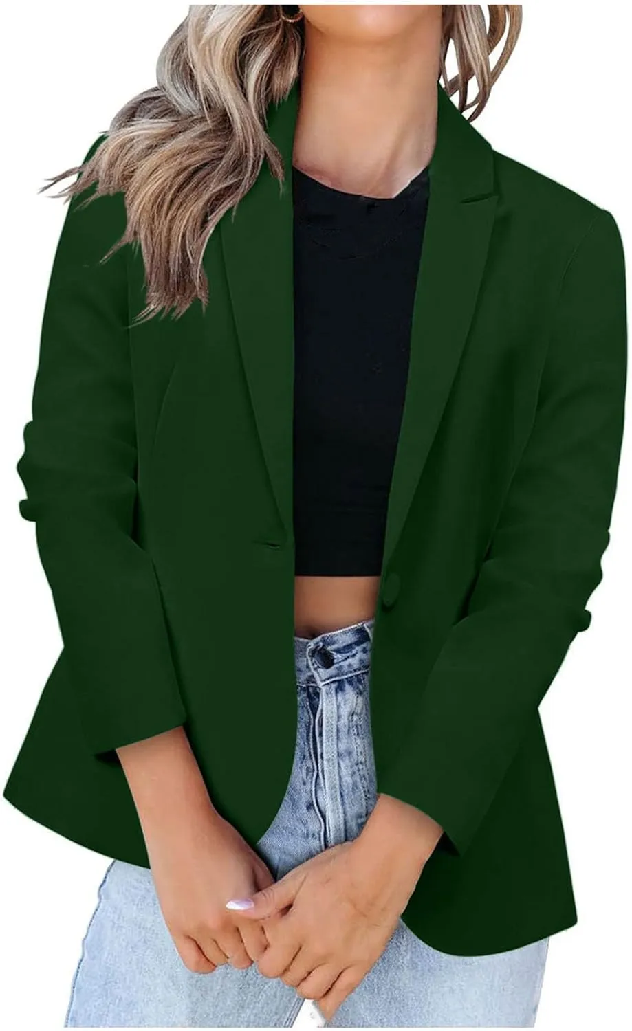 Womens Blazer Long Sleeve Work Office Jacket Blazer Casual Loose Lightweigth Summer Open Front Suit Jackets Outfit