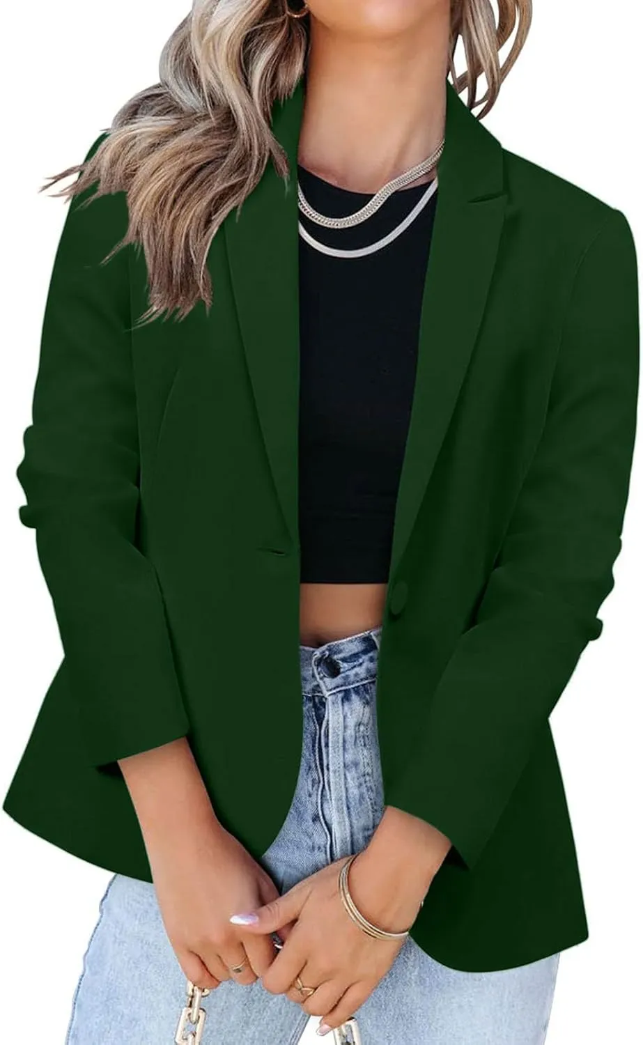 Womens Blazer Long Sleeve Work Office Jacket Blazer Casual Loose Lightweigth Summer Open Front Suit Jackets Outfit