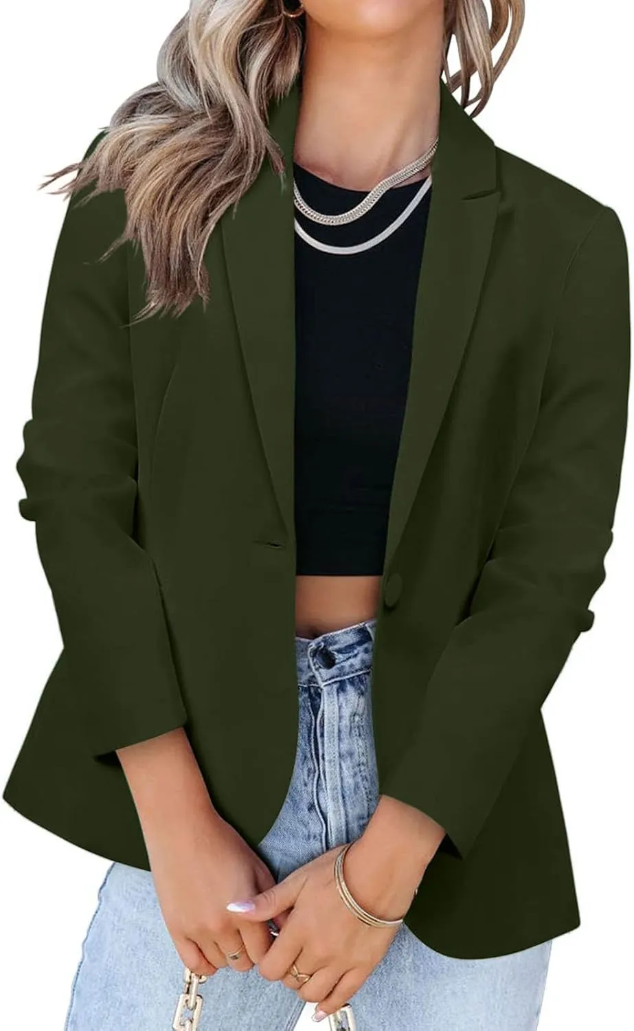 Womens Blazer Long Sleeve Work Office Jacket Blazer Casual Loose Lightweigth Summer Open Front Suit Jackets Outfit