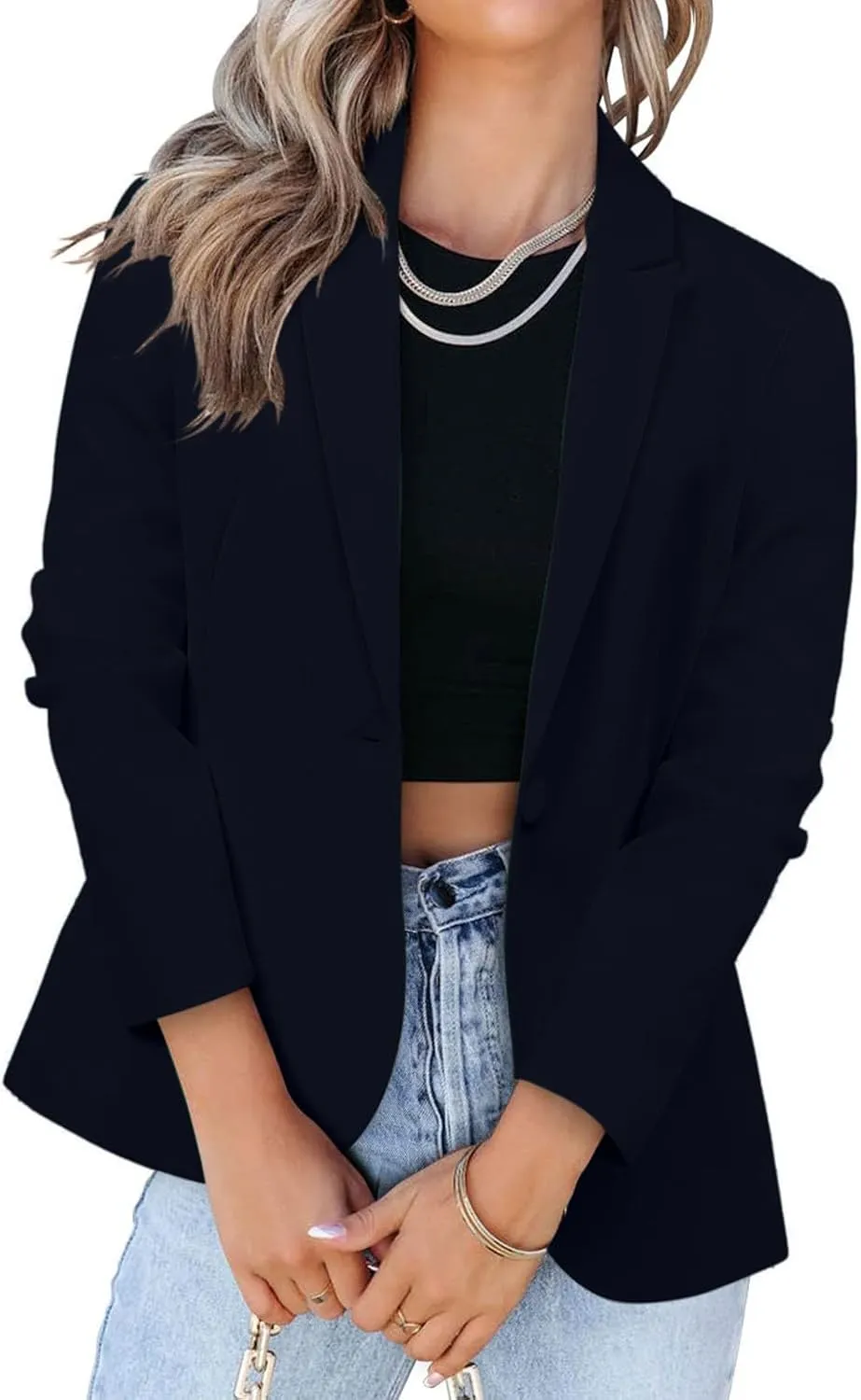 Womens Blazer Long Sleeve Work Office Jacket Blazer Casual Loose Lightweigth Summer Open Front Suit Jackets Outfit