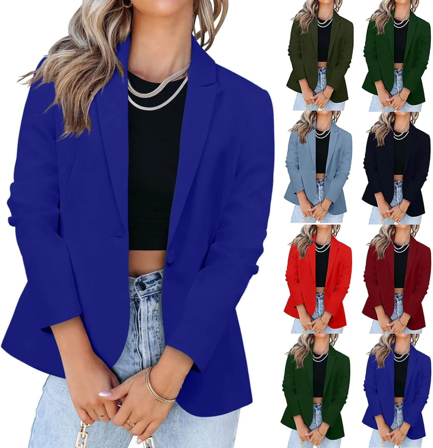 Womens Blazers for Work Casual Open Front Blazer Long Sleeve Work Office Jacket Lapel Collar Cardigan Jacket