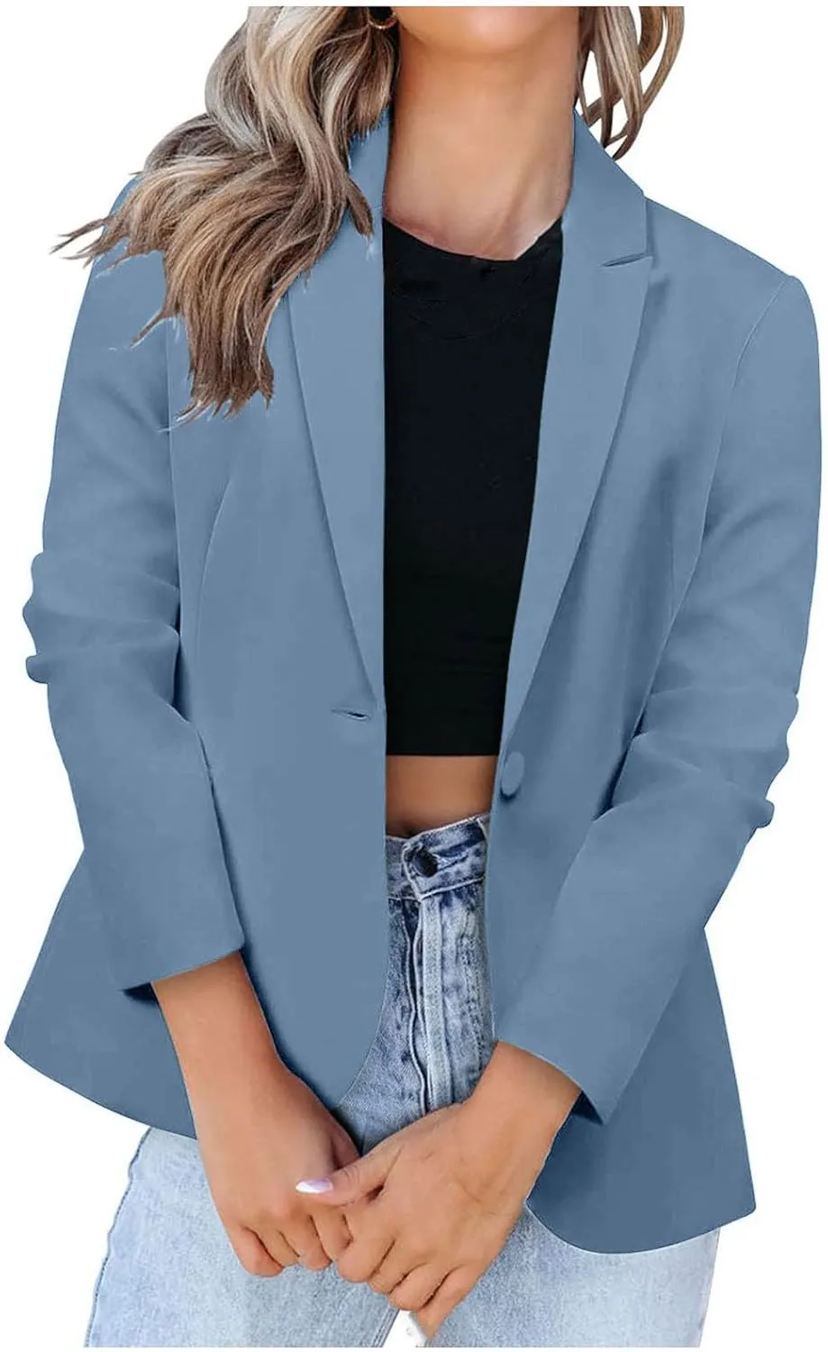 Womens Blazers for Work Casual Open Front Blazer Long Sleeve Work Office Jacket Lapel Collar Cardigan Jacket