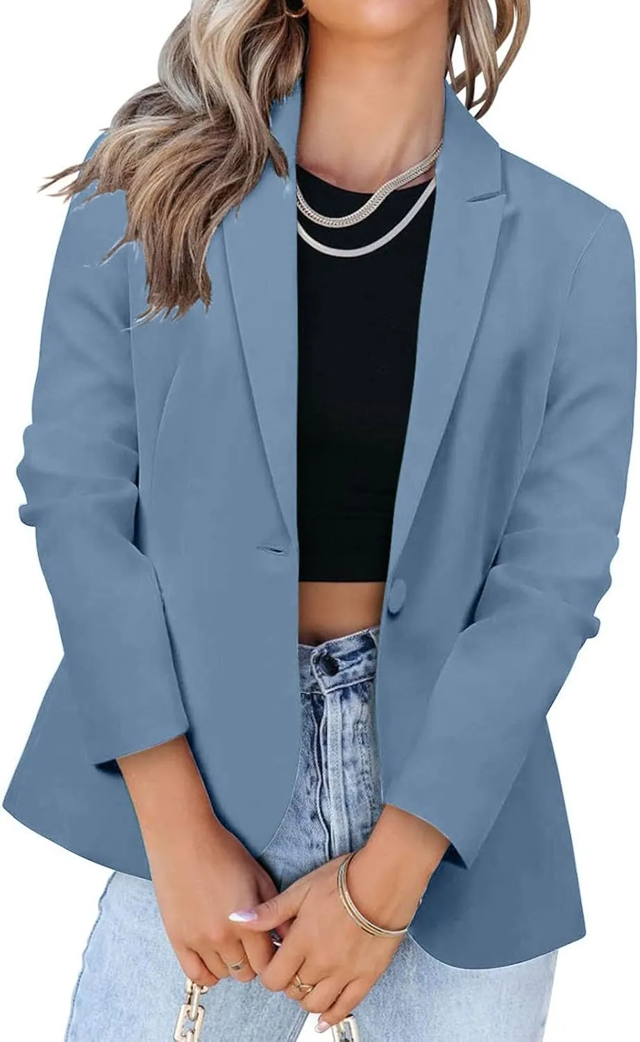 Womens Blazers for Work Casual Open Front Blazer Long Sleeve Work Office Jacket Lapel Collar Cardigan Jacket