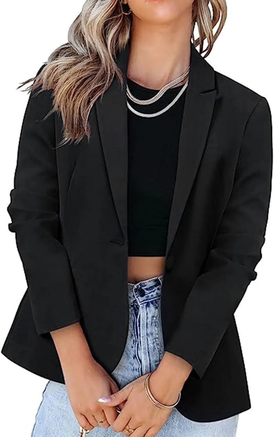 Womens Blazers for Work Casual Open Front Blazer Long Sleeve Work Office Jacket Lapel Collar Cardigan Jacket