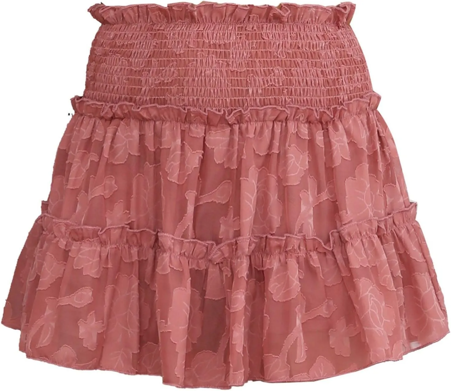 Women's Boho Ruffle Mini Skirt Summer Print Floral Tiered Short Skirt Casual High Waist Flowy Pleated Skirt Boho Floral Skort