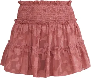 Women's Boho Ruffle Mini Skirt Summer Print Floral Tiered Short Skirt Casual High Waist Flowy Pleated Skirt Boho Floral Skort