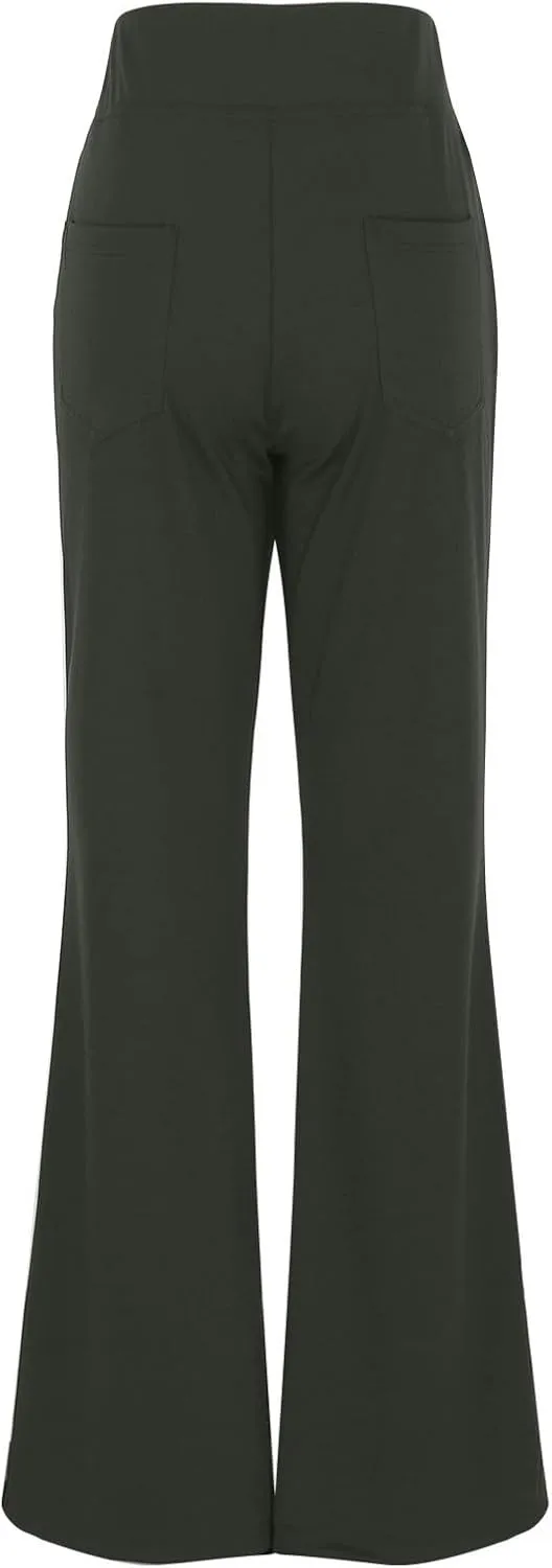 Womens Bootcut Yoga Pants with Pockets Casual Loose Wide Leg Pants High Waist Workout Tummy Control Work Pants