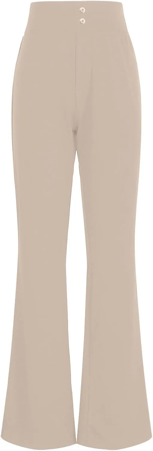 Womens Bootcut Yoga Pants with Pockets Casual Loose Wide Leg Pants High Waist Workout Tummy Control Work Pants