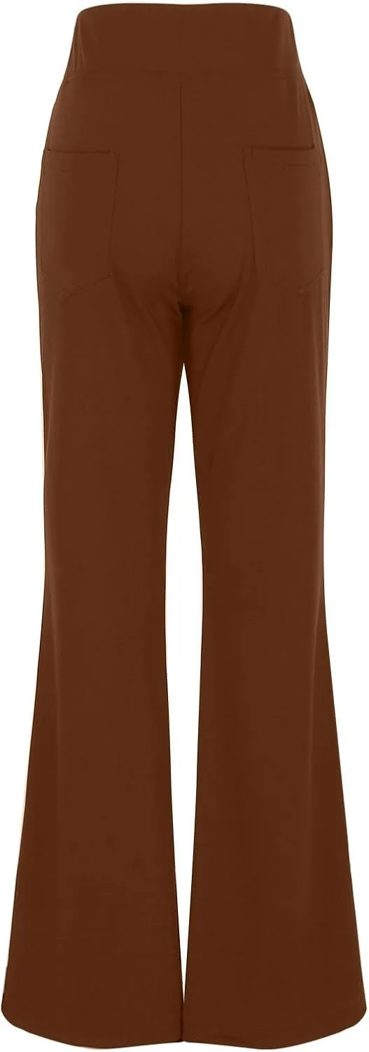 Womens Bootcut Yoga Pants with Pockets Casual Loose Wide Leg Pants High Waist Workout Tummy Control Work Pants