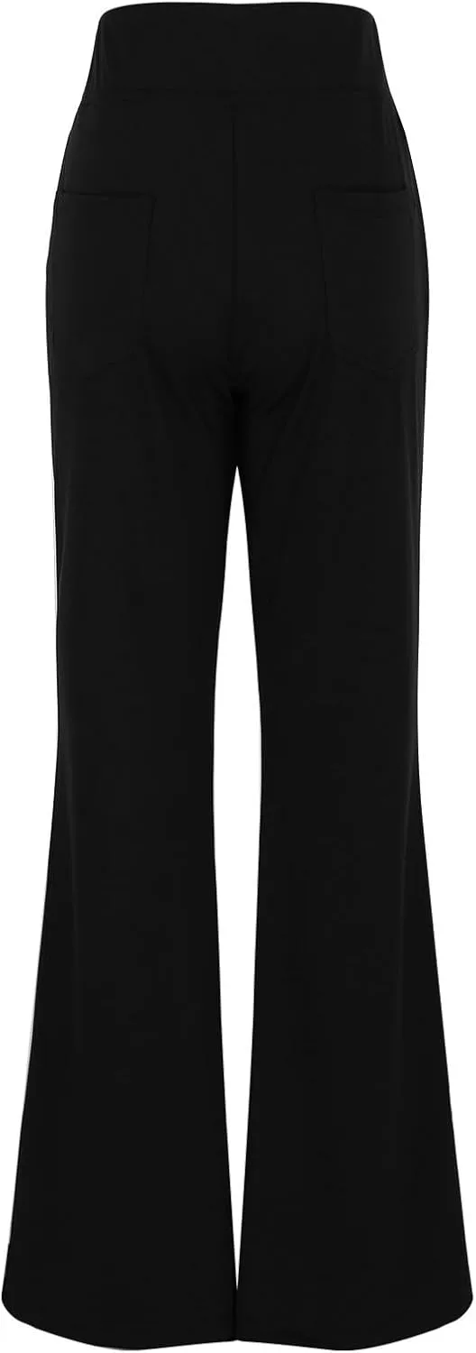 Womens Bootcut Yoga Pants with Pockets Casual Loose Wide Leg Pants High Waist Workout Tummy Control Work Pants