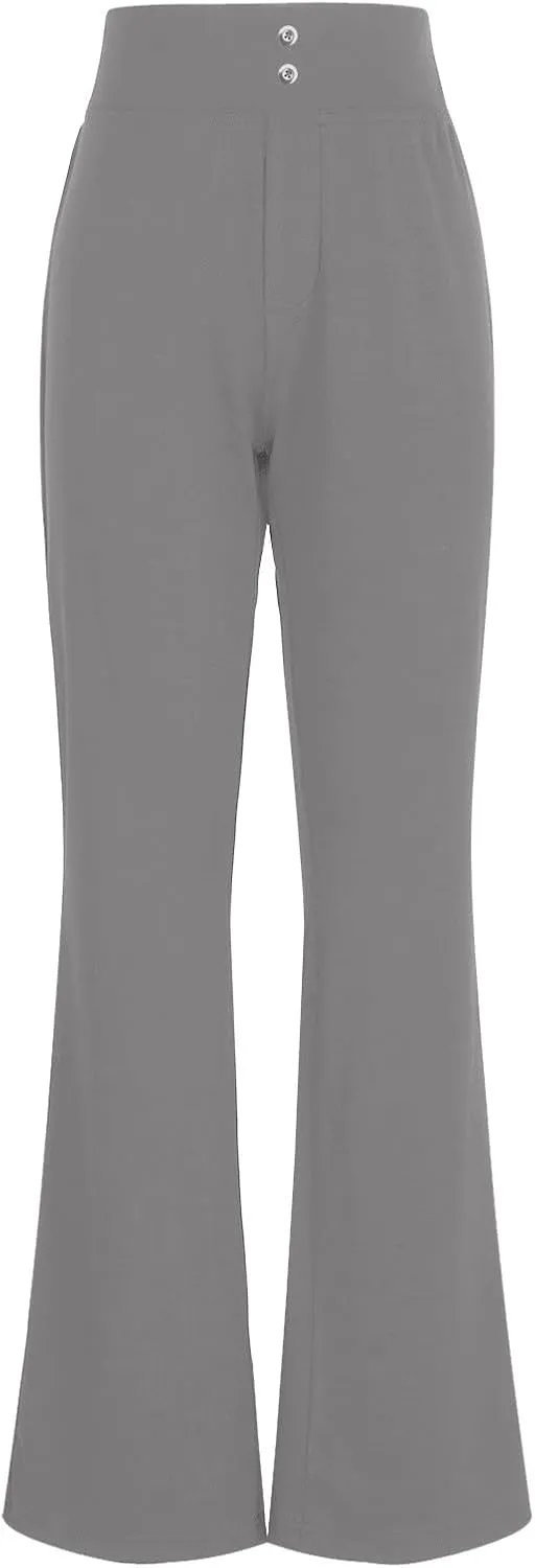 Womens Bootcut Yoga Pants with Pockets Casual Loose Wide Leg Pants High Waist Workout Tummy Control Work Pants