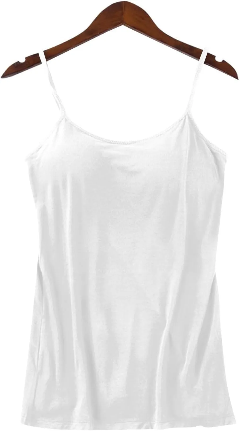 Women's Built-in Bra Tank Tops Adjustable Strap Camisole Padded Workout Yoga Daily Shelf Bra Undershirts