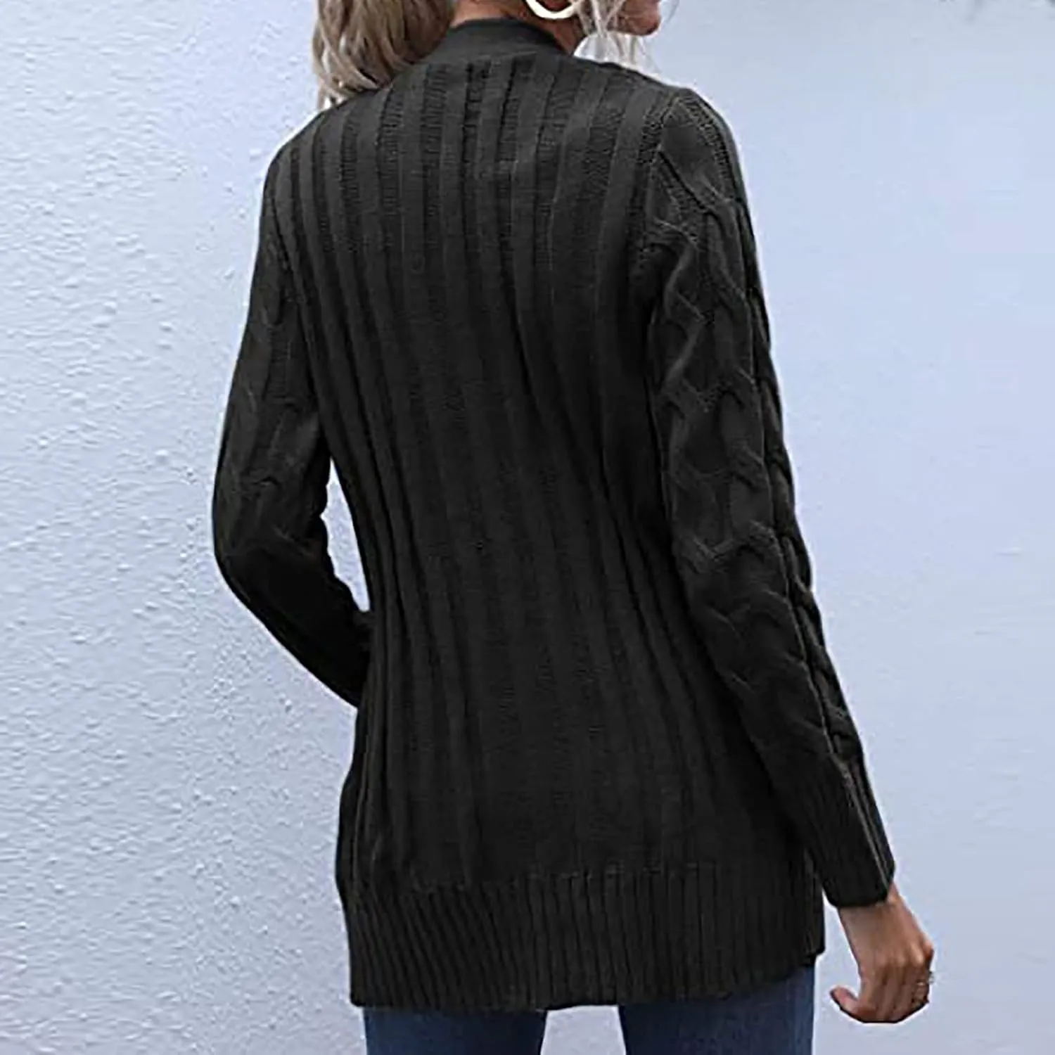 Women's Cardigan Chunky Open Front Button Sweaters with Pockets Loose Slouchy Oversized Fall Outerwear Coat