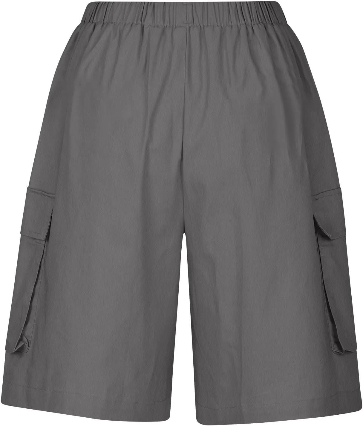 Women's Cargo Bermuda Shorts 2025 Summer Linen Wide Leg Pants Elastic Waisted Casual Baggy Beach Shorts with Pockets