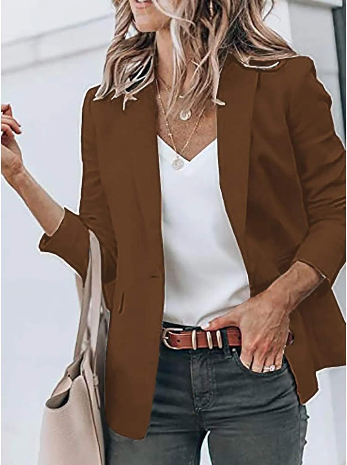 Womens Casual Blazers Open Front Long Sleeve Work Office Suit Jackets Blazer Plus Size Autumn Winter Outwears