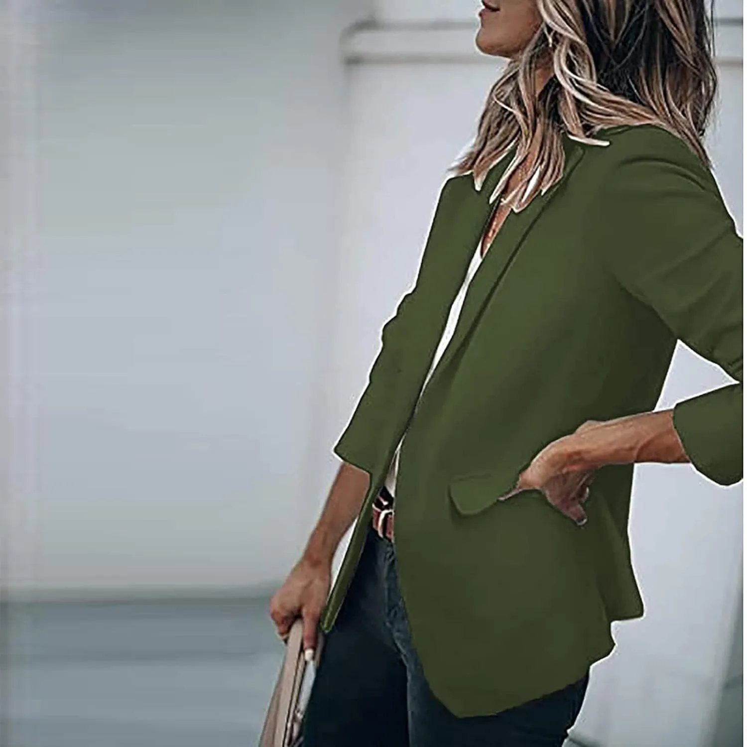 Womens Casual Blazers Open Front Long Sleeve Work Office Suit Jackets Blazer Plus Size Autumn Winter Outwears